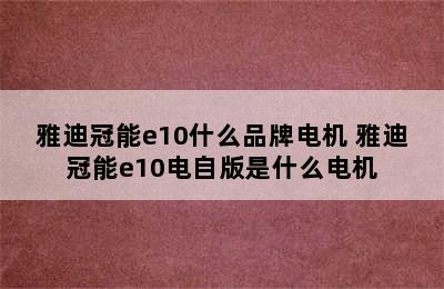 雅迪冠能e10什么品牌电机 雅迪冠能e10电自版是什么电机